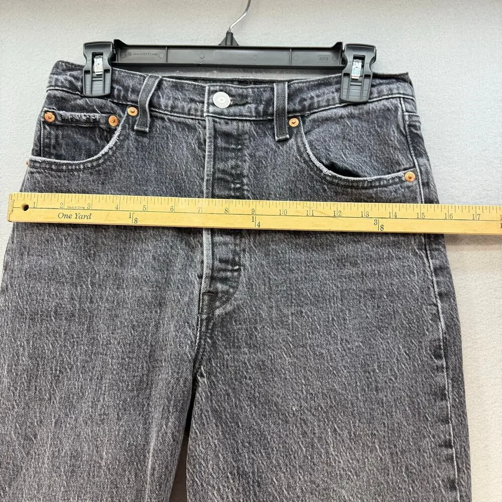 Levi's Jeans Women's 29 (8) Black Ribcage Straight Ankle Button Fly Big E VTG - Picture 11 of 14